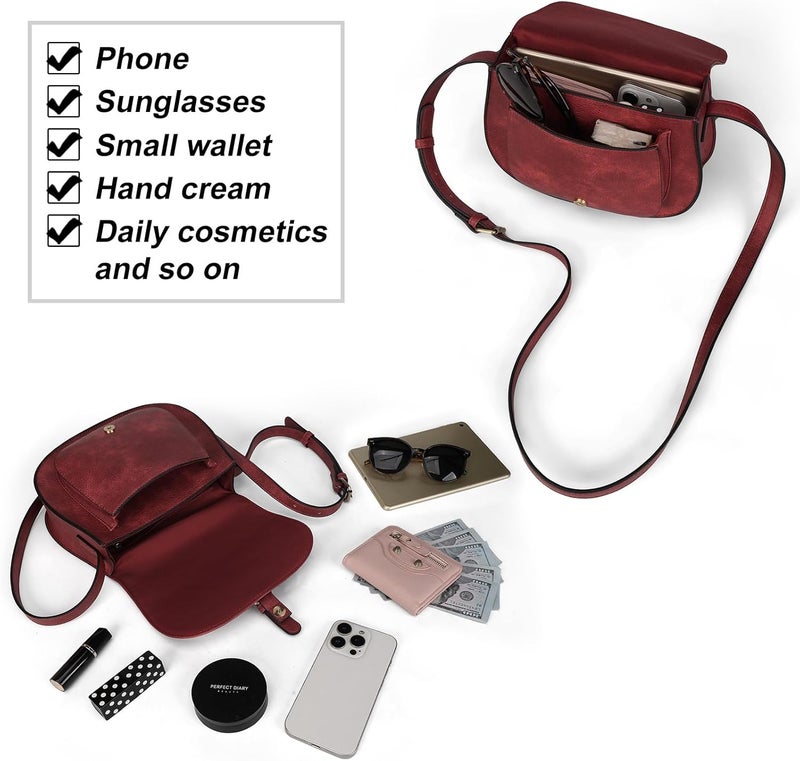AFKOMST Crossbody Bags for Women,Small Saddle Purse and Boho Cross Body Handbags,Vegan Leather - Image 5